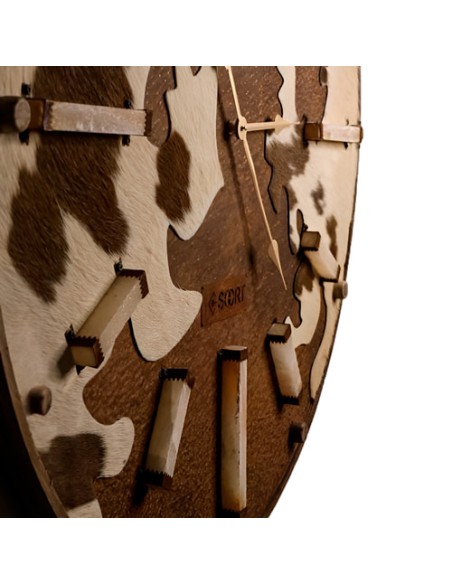 handmade brown horsehide wall clock
