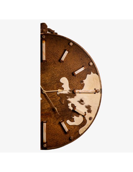 unique brown horsehide wall clock