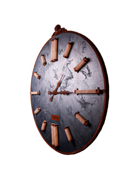 wooden blue wall clock