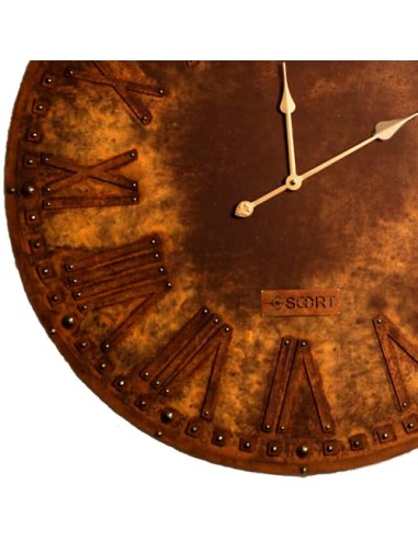 brown rustic roman numeral clock