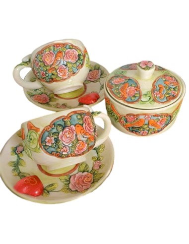 tea serving set with embossed motifs
