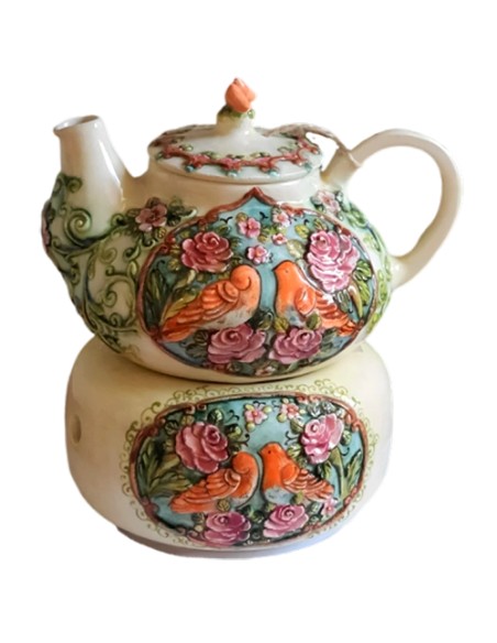 teapot and warmer embossed motifs