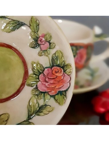 saucer with embossed motifs