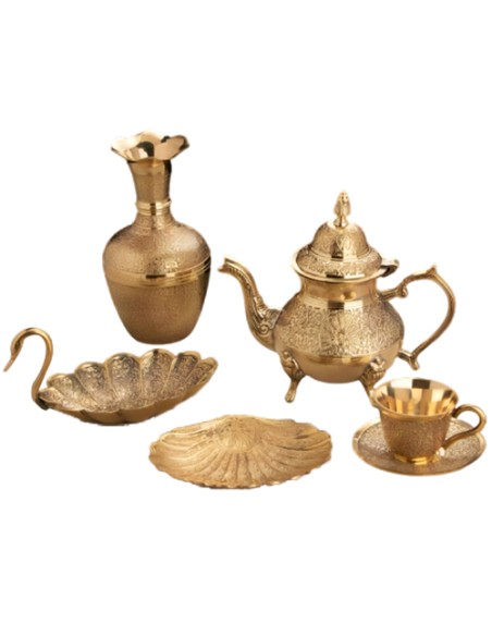 unique brass tea service set