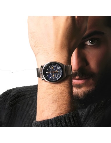 analog watch for men with dark blue dial