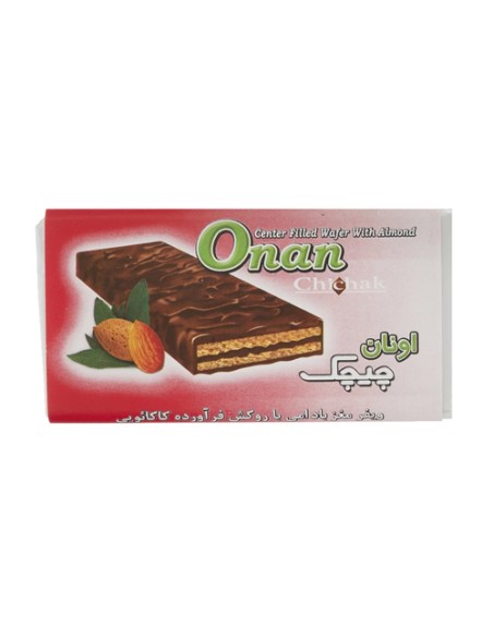 Chichak chocolatey coated wafer bar with almonds