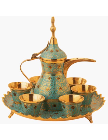 Blue and golden coffee set