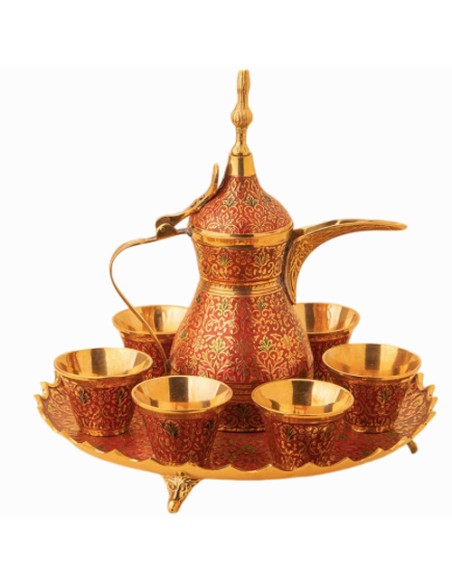 Red and golden coffee set