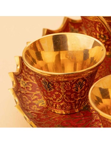 Brass red and golden coffee set