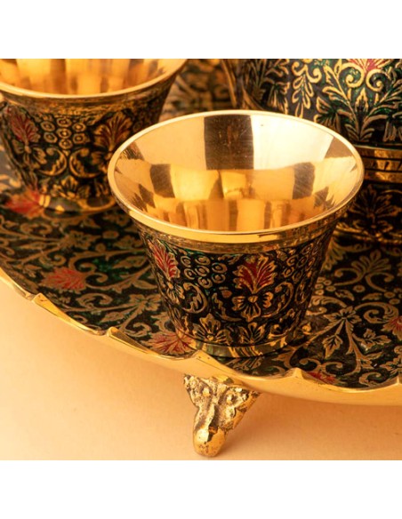 Brass black and golden coffee set
