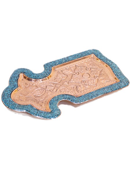 Turquoise inlaid samovar tray