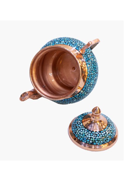 Turquoise inlaid teapot for samovar set