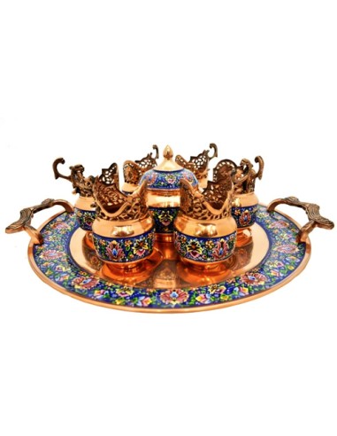 tea set including teacup holders candy pot and tray