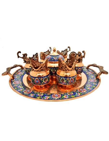 tea set including teacup holders candy pot and tray