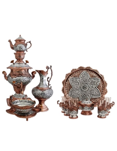 brass samovar set and tea set
