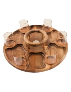wood and crystal tea set