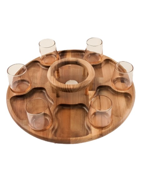 wood and crystal tea set