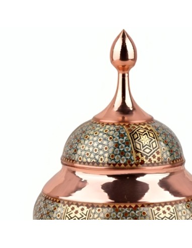 woodwork on copper Khatamkari candy bowl