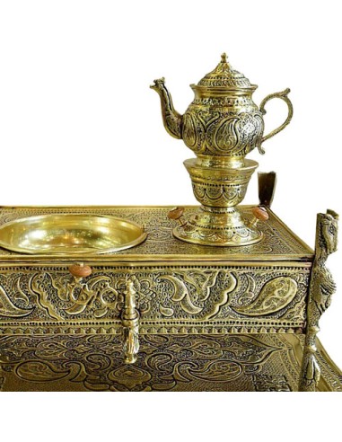 brass toreutics samovar tea set in details