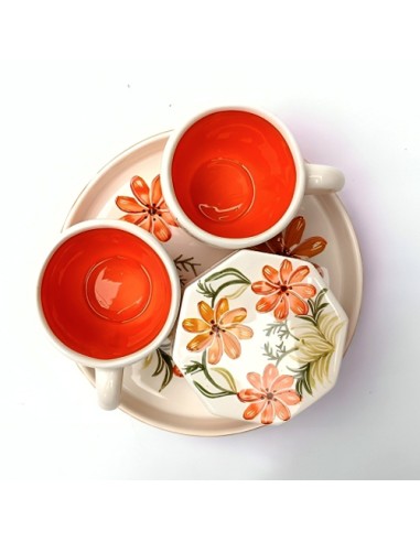 floral ceramic tea set for two