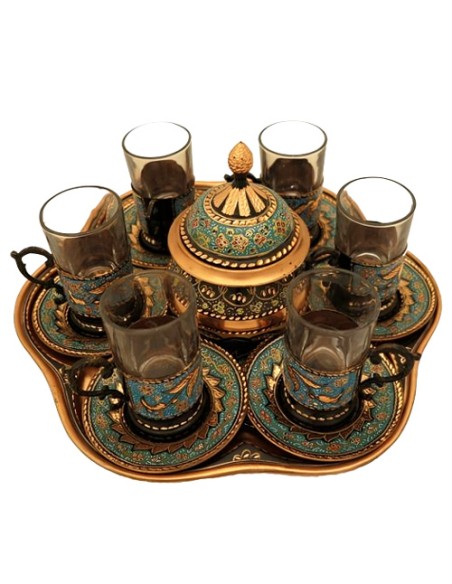 diamond engraved tea set