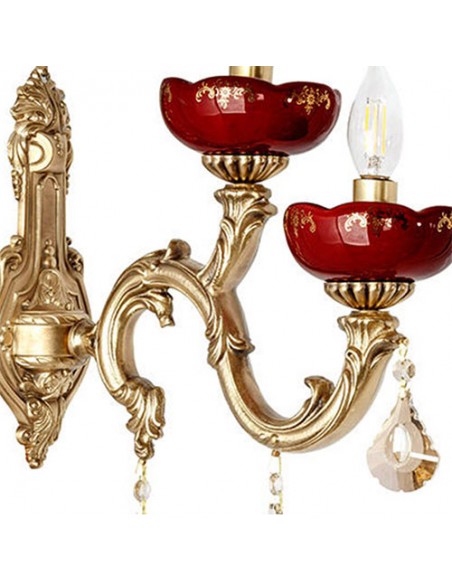 brass wall sconce light - red