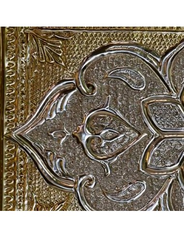 toreutics tea tray golden and silver details