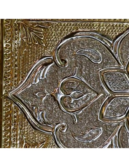 toreutics tea tray golden and silver details