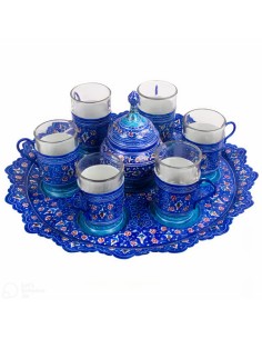 Minakari set of blue tea glass