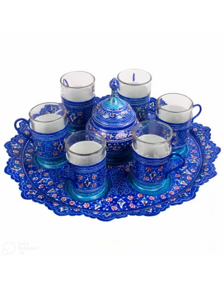 Minakari set of blue tea glass