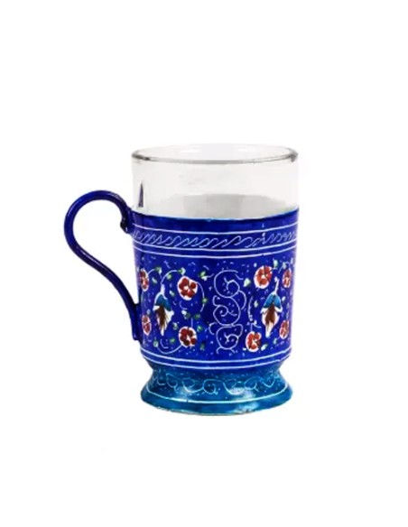 minakari blue tea glass