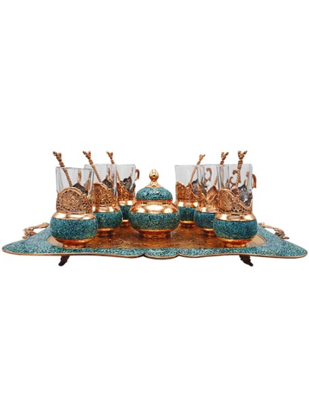 buy turquoise inlaid tea service set
