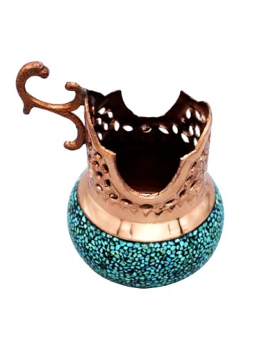 turquoise  inlaid tea cup holder