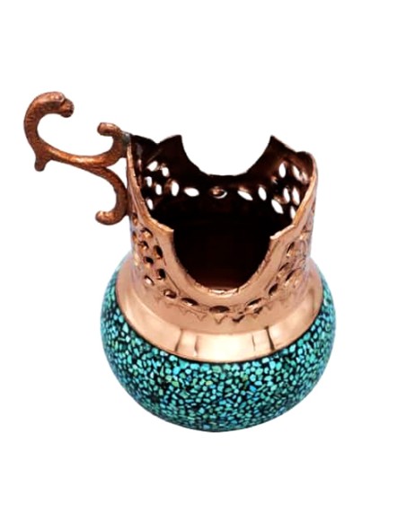 turquoise  inlaid tea cup holder