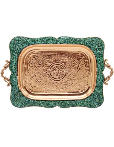 turquoise inlaid tea service tray