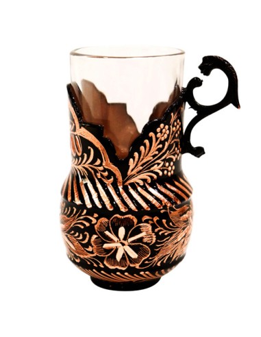 diamond engraved copper tea cup