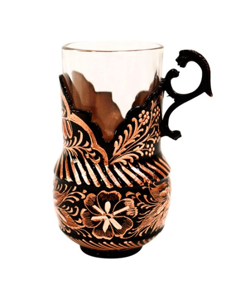 diamond engraved copper tea cup