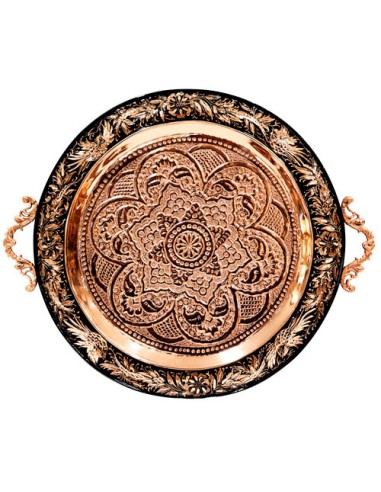 diamond engraved copper tea tray