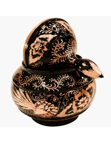 diamond engraved copper lidded candy pot