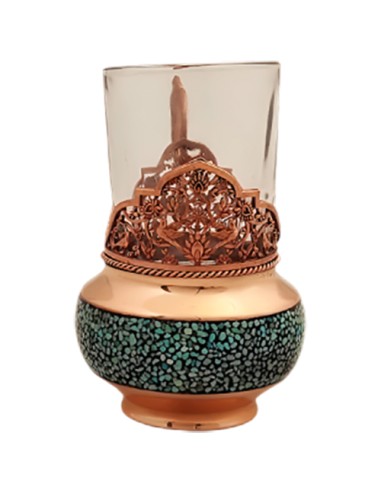 turquoise inlaid tea cup for two