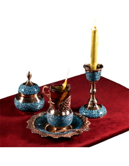 Persian tea set turquoise inlaying