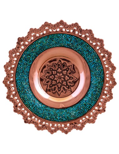 Persian tea saucer turquoise inlaying