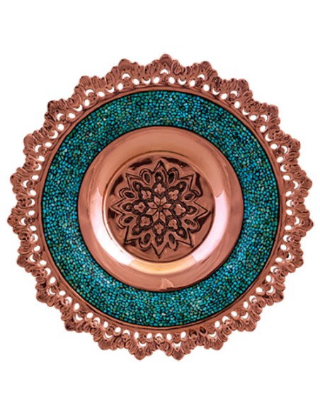 Persian tea saucer turquoise inlaying