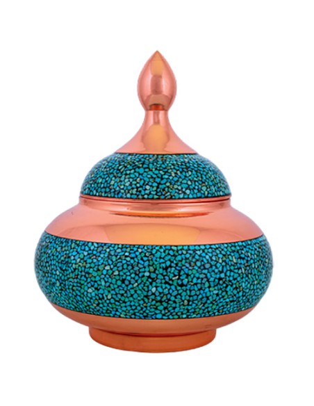 Persian tea set candy bowl turquoise inlaying