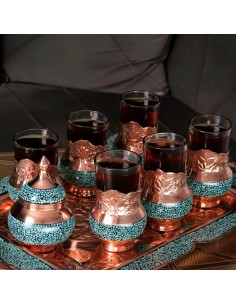 Persian tea set turquoise inlaid 2