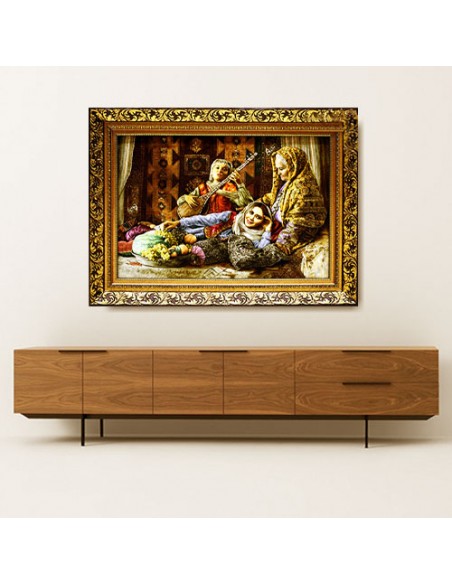 Hand-Woven Pictorial Carpet "Yalda Night" Wall Art