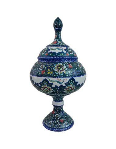 minakari art pedestal candy bowl with lid