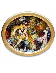 Miniature Hand-Woven Pictorial Carpet "Kiss the Deer" Full View