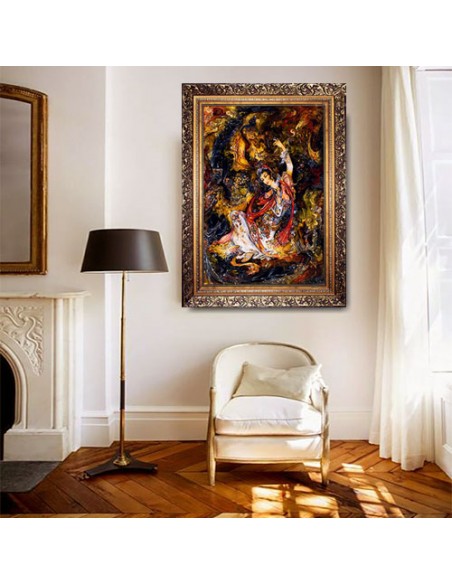 Miniature Hand-Woven Pictorial Carpet "Messenger" Wall Art