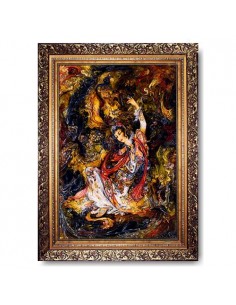 Miniature Hand-Woven Pictorial Carpet "Messenger" Full View